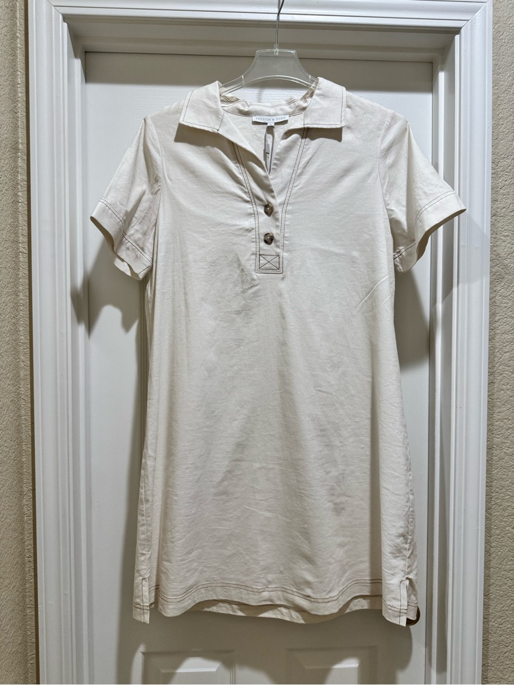 Preston & York Short-Sleeve Polo Dress in Cream